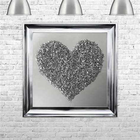 Liquid Wall Art with Swarovski Crystal Silver Heart – Sparkle Your Space Ltd | Heart mirror ...