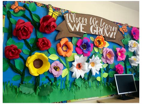 #3d #flower #wall #mural #3dflowerwallmural Spring bulletin board ...