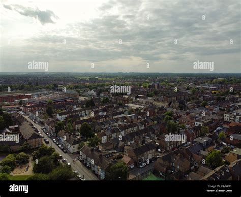 Beautiful Aerial Footage of Central Bedford City of England Great Britain of UK. The Downtown's ...