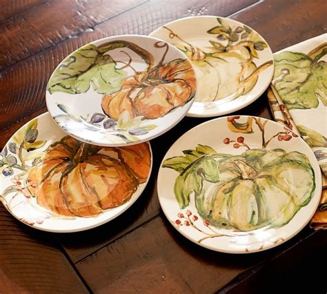 Harvest Pumpkin Stoneware Salad Plates - Set of 4 | Pumpkin plate ...