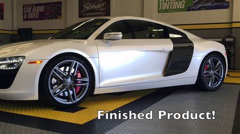 Audi R8 Wrapped in Pearl White Metallic by TINT WORLD CHAMBLEE GA - YouTube