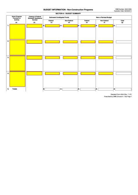 Top Sf 424a Form Templates free to download in PDF format