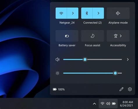 Windows 11 features a shiny new Action Center with media controls