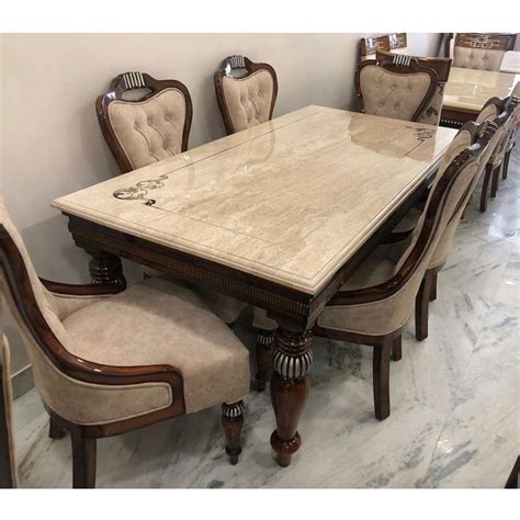 6 Seater Marble Top Wooden Dining Table Set at Rs 65000/set | Dining Table Set in Ghaziabad | ID ...