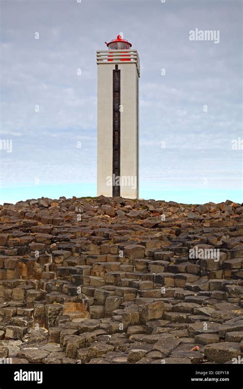 Kalfshamar lighthouse, Nordurland vestra, Iceland Stock Photo - Alamy