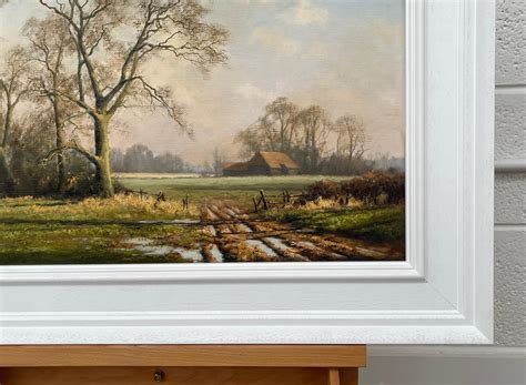 Peter Symonds - Oil Painting of Rural Winter Scene with Oak Trees in ...