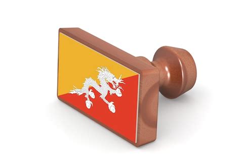 Premium Photo | Wooden stamp with Bhutan flag