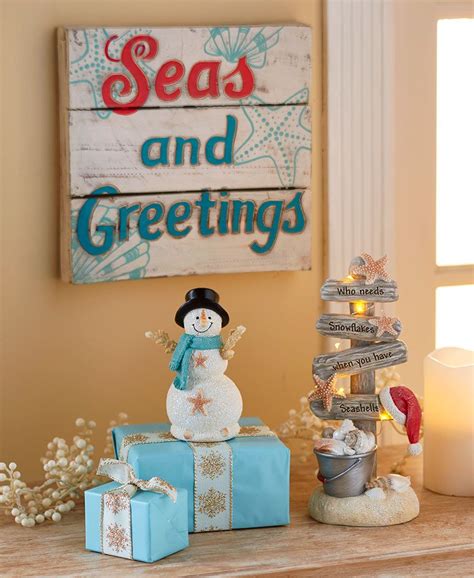 Seas and Greetings Holiday Decor | Coastal christmas decor, Beachy christmas, Outdoor christmas ...