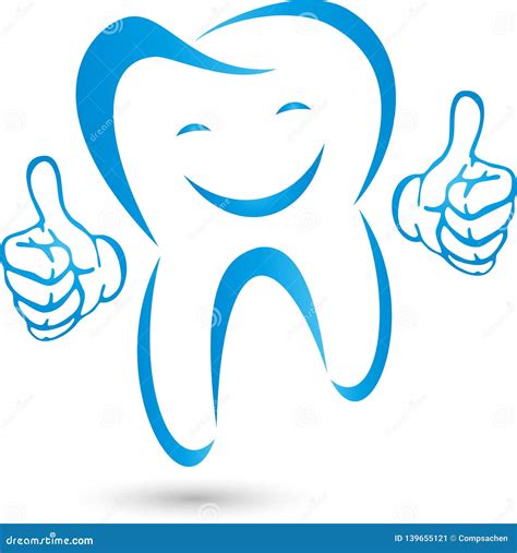 Tooth with Hands and Smile, Tooth in Blue, Dentistry Logo, Tooth and Dental Care Logo, Tooth ...