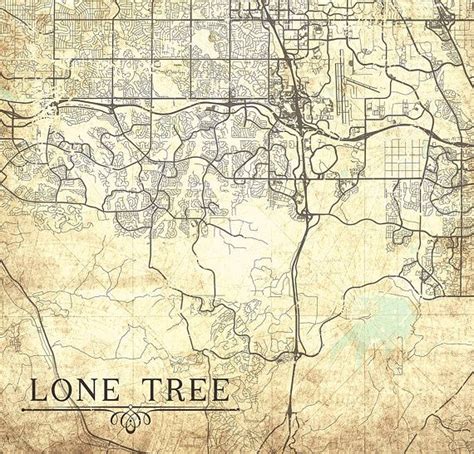 LONE TREE CO Canvas Print Colorado co Vintage map Town City | Canvas ...