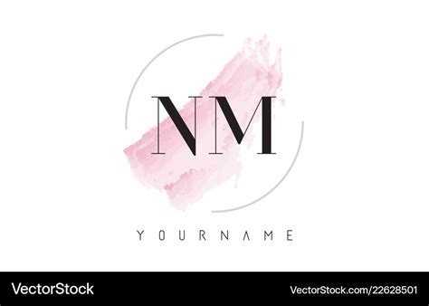 Nm n m watercolor letter logo design Royalty Free Vector