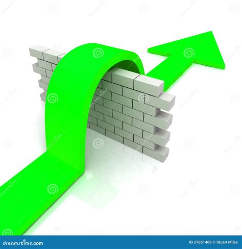 Green Arrow Over Wall Means Overcome Obstacles Stock Photo | CartoonDealer.com #27851469