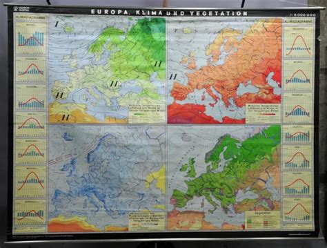 MAP MAP 1905: climate map of EUROPE. Air pressure winches heat distribution heat £17.38 ...
