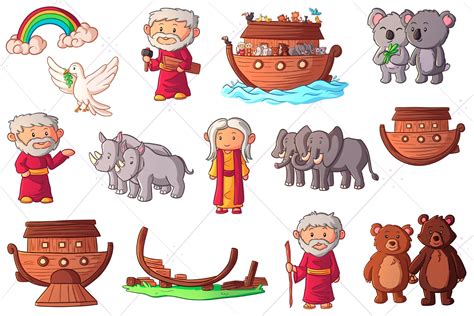 Noah's Ark Bible Story Clip Art | Animal Illustrations ~ Creative Market