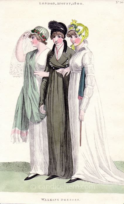 Walking and Riding Dresses, August 1800 - CandiceHern.com