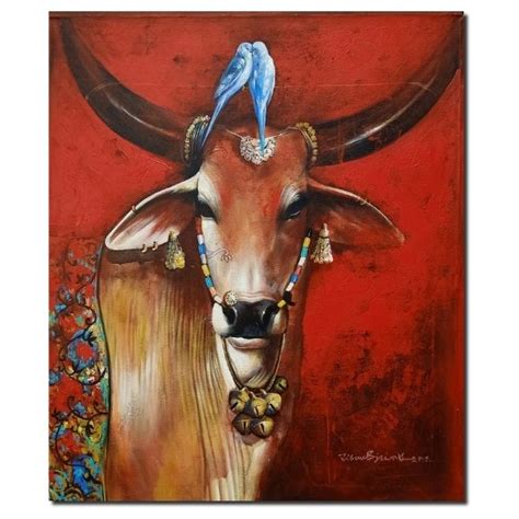 Devotional Holy Cow Paintings - Art For Sale - CraftTatva.com