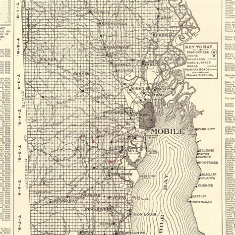 Vintage Map of Mobile County, Alabama 1915 by Ted's Vintage Art