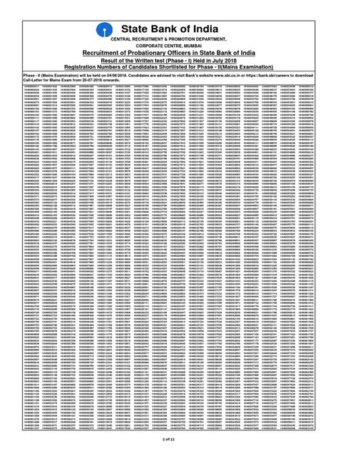 SBI PO Prelims Result | PDF | Qualifications | Educational Assessment ...