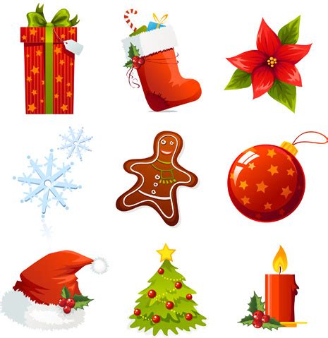 Vector set of different xmas icons elements Vectors graphic art designs ...