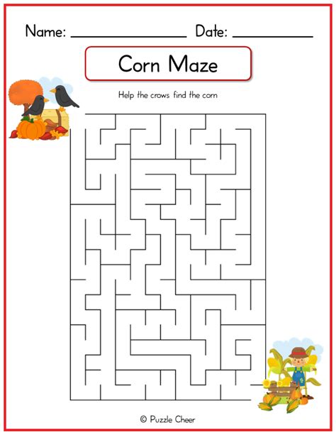 Easy Corn Maze Printable - Puzzle Cheer