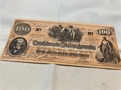 Confederate States of America Currency 1864 100 Dollar Bill Facsimile - Etsy