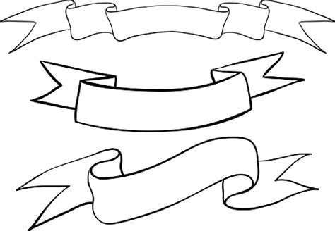 Ribbon Banners Hand Drawn Outline Sketch Stock Illustration - Download Image Now - iStock