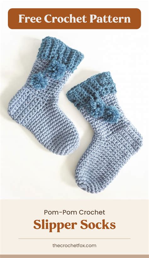 Pom-Pom Crochet Slipper Socks [FREE Crochet Pattern] - TCF