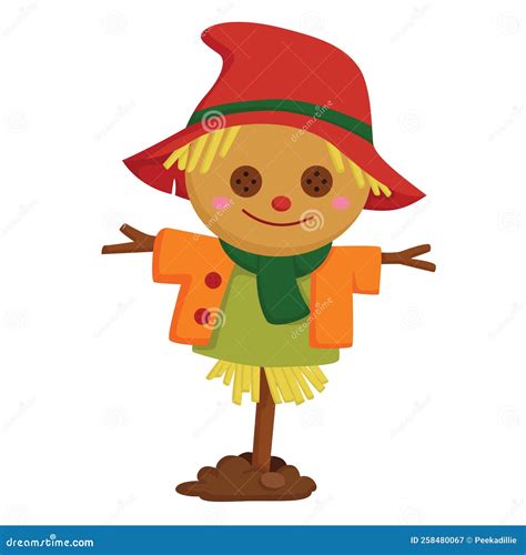 Cute Autumn Farm Scarecrow Illustration Vector Clipart Stock Vector - Illustration of comics ...