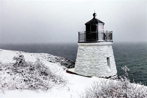 Castle Hill Lighthouse in Newport Rhode Island in Winter Photograph by Denis Tangney Jr - Fine ...