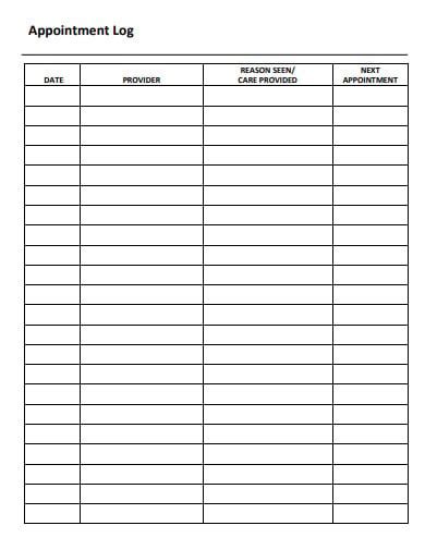 FREE 9+ Appointment Log Templates in PDF | MS Word | Free & Premium ...