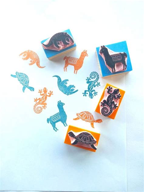 Animal Rubber Stamps Larma Stamp Lizard Stamp Turtle Stamp | Etsy