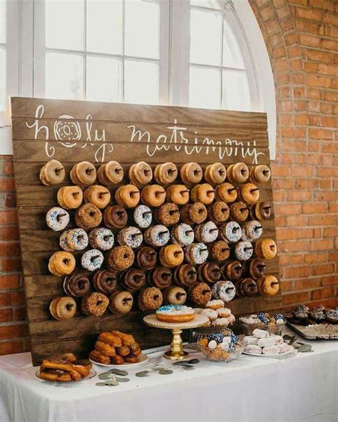 Duck donut donut wall | Wedding food display, Wedding donuts, Wedding reception food