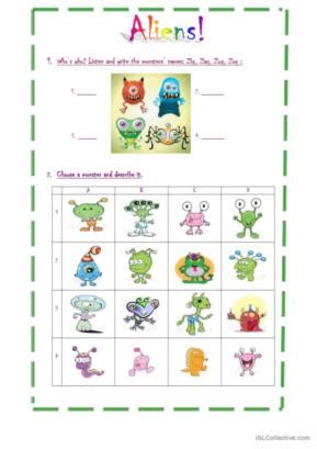 34 Aliens English ESL worksheets pdf & doc