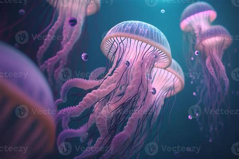 glowing poisonous ocean underwater jellyfish 22082923 Stock Photo at ...