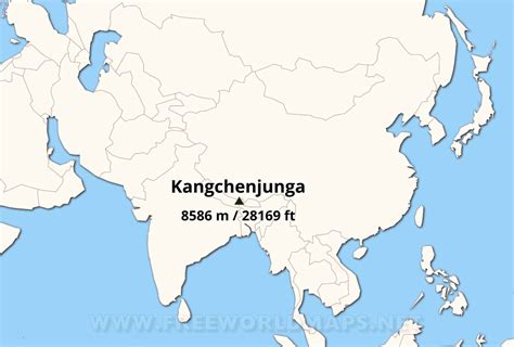 Kangchenjunga map - by Freeworldmaps.net