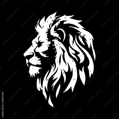 Black and White lion Head for Logo Design, Generative AI Stock Vector | Adobe Stock