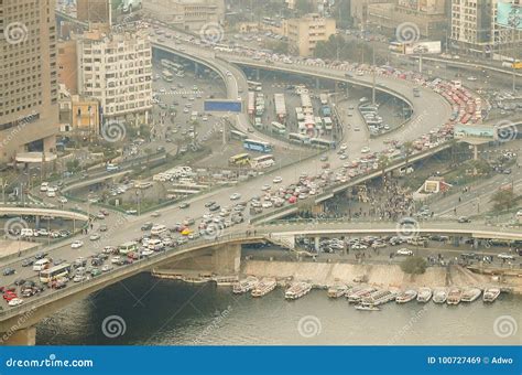 Vehicle Traffic on `6th of October Bridge` - Cairo Editorial Stock ...