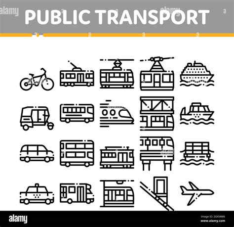 Collection Public Transport Vector Line Icons Set Stock Vector Image & Art - Alamy