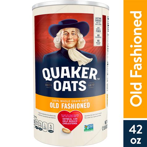 Quaker Oats, Old Fashioned Oatmeal, Whole Grain, 42 oz Canister ...