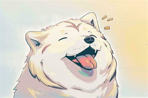 Anime smiling dog eyes closed with happy expression illustration ...