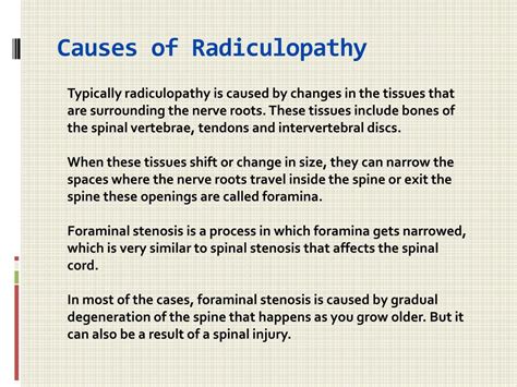 PPT - Radiculopathy: Causes, Symptoms, Daignosis, Prevention and Treatment PowerPoint ...