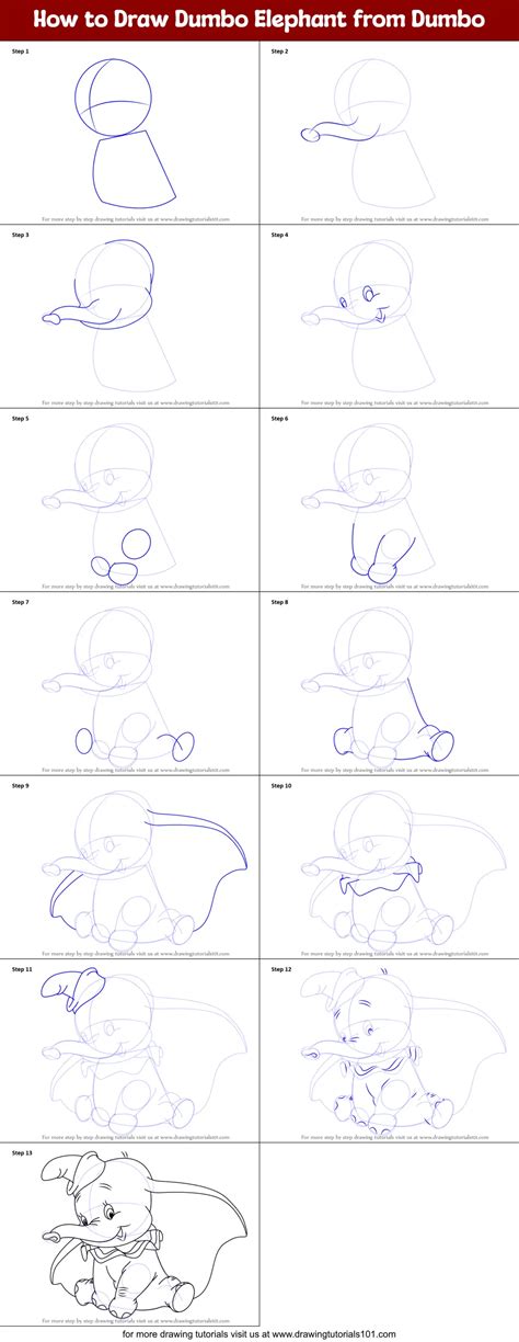 How To Draw Dumbo Elephant From Dumbo Printable Step By Step Drawing | Images and Photos finder