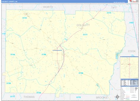 Colquitt County Wall Map Premium Style - marketmaps.com