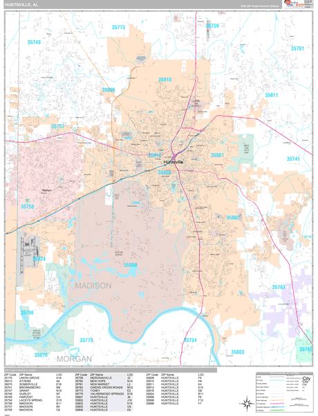 Huntsville Alabama Wall Map (Premium Style) by MarketMAPS - MapSales