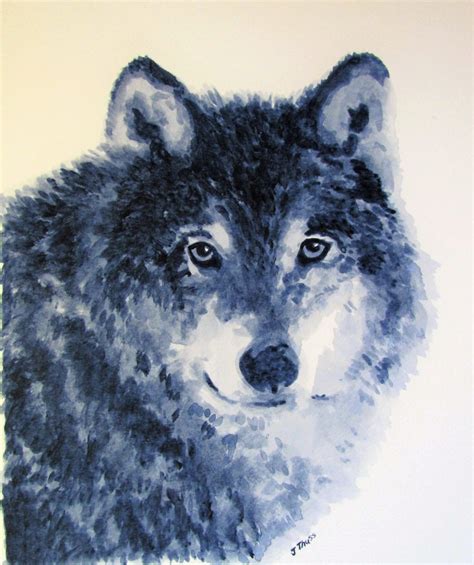 Grey Wolf - Acrylic on water colour paper, in Portraits of Animals and ...