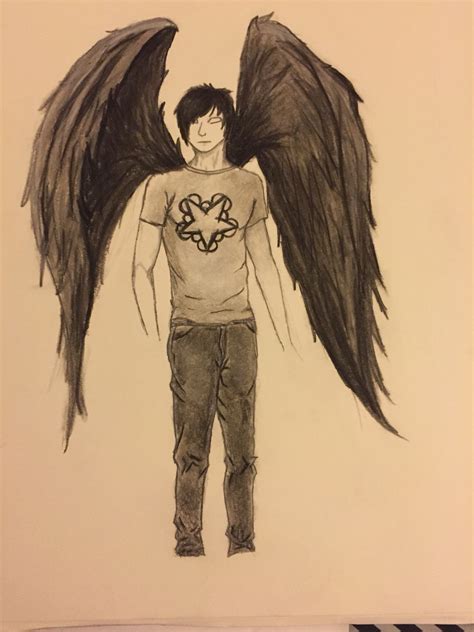 Fallen Angel charcoal drawing BVB Sam | Fallen angel, Drawings, Humanoid sketch