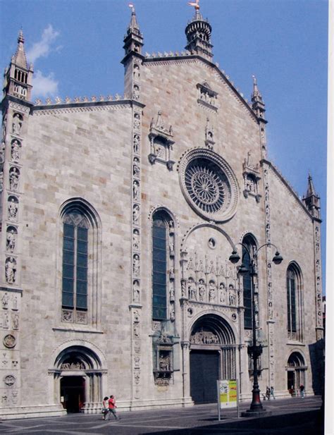 Como Cathedral, main church with Gothic facade and interior.