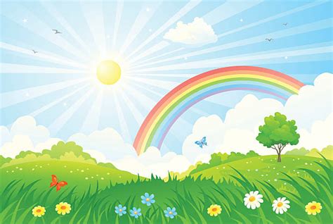 3,500+ Cartoon Of The Sunshine And Rainbows Stock Illustrations ...