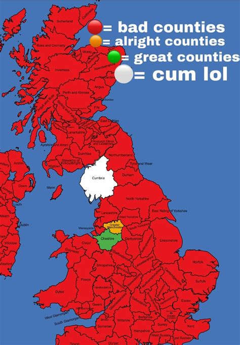 Uk counties based on how much I like them : r/geographymemes