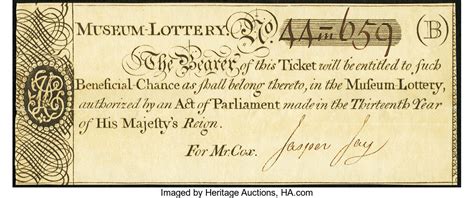 Colonial Era Lottery Ticket for the British "Museum-Lottery" circa | Lot #84023 | Heritage Auctions